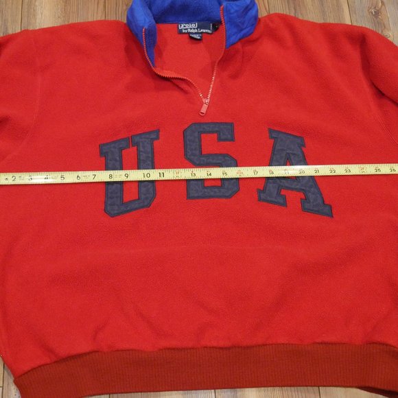 🚫SOLD🚫 Vintage Polo Ralph Lauren Superman Red USA Polo Pullover Sweater Size L - Picture 10 of 12